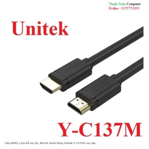 Cáp HDMI 1,5m hỗ trợ 3D, 4Kx2K chính hãng Unitek Y-C137M cao cấp
