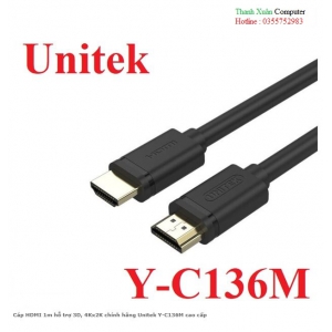 Cáp HDMI 1m hỗ trợ 3D, 4Kx2K chính hãng Unitek Y-C136M cao cấp