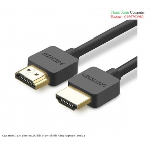Cáp HDMI 1.4 Slim 4K2K dài 0,5M chính hãng Ugreen 30822