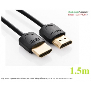 Cáp HDMI Ugreen Ultra Slim 1,5m chính hãng Hỗ trợ 3D, 4K x 2K, HD1080P UG-11198